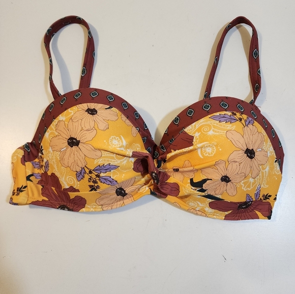 VENUS Floral Yellow Bikini Top Size 34C - Picture 3 of 9
